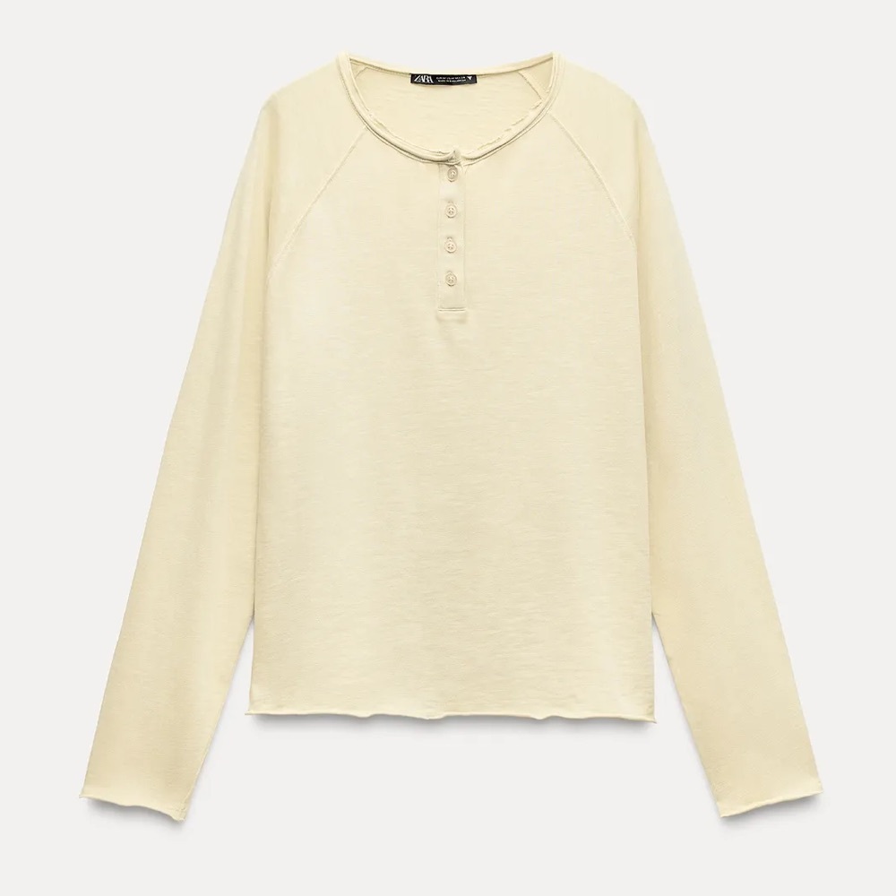 Zara Butter Yellow Washed Effect Cotton Shirt